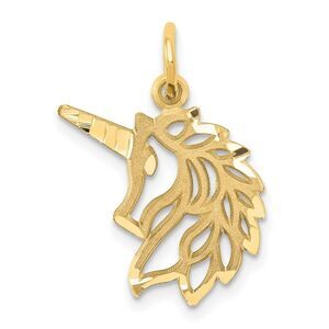 14k Yellow Gold Unicorn Head Silhouette Charm or Pendant